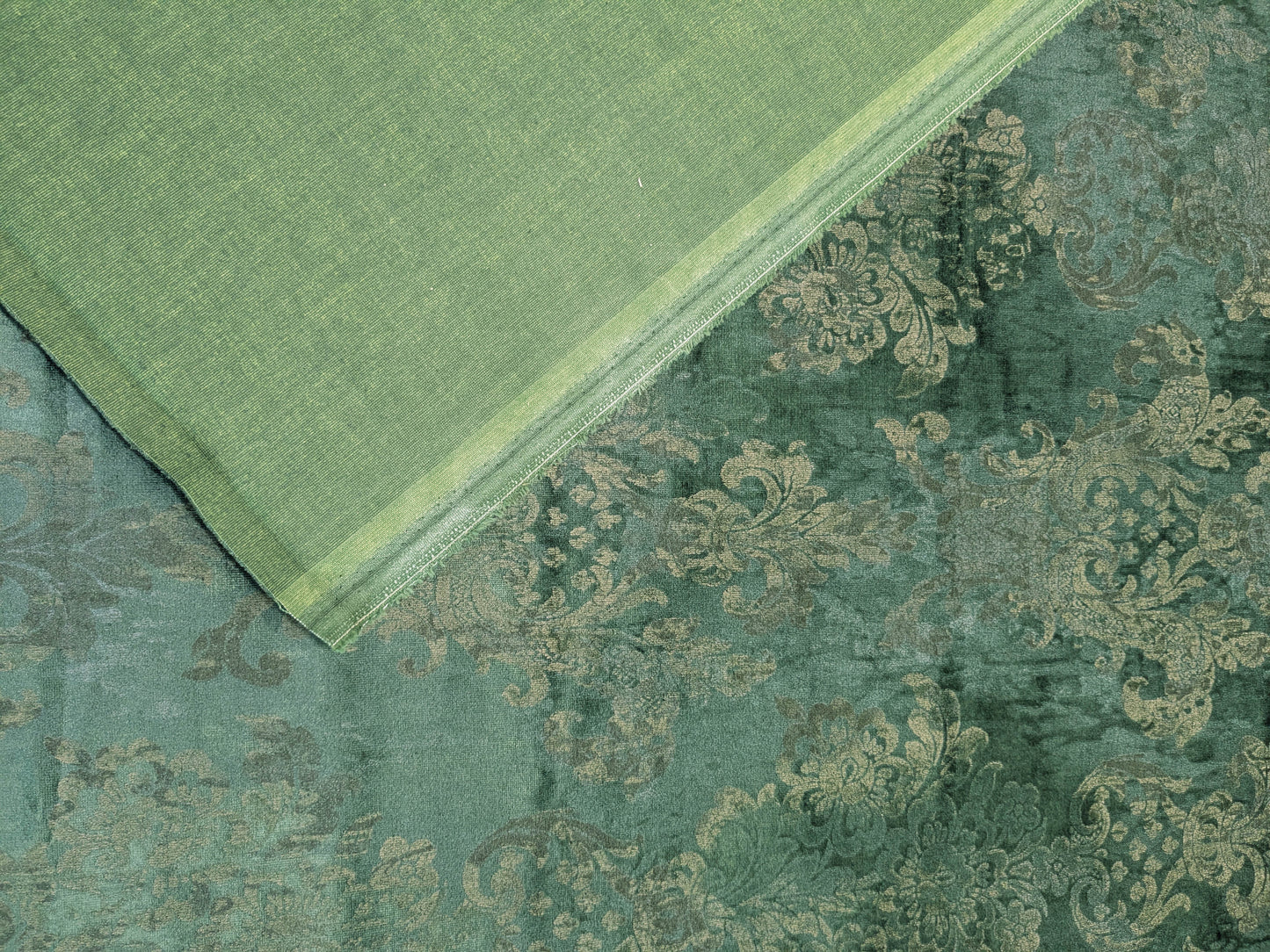 Venice Rich Emerald Green Printed Renaissance Damask Radiance - By The Yard