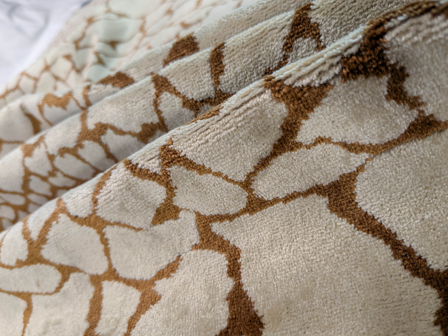 Tanzania Leopard Skin Velvet Cream Light Brown- By The Yard - MSRP USD365/y