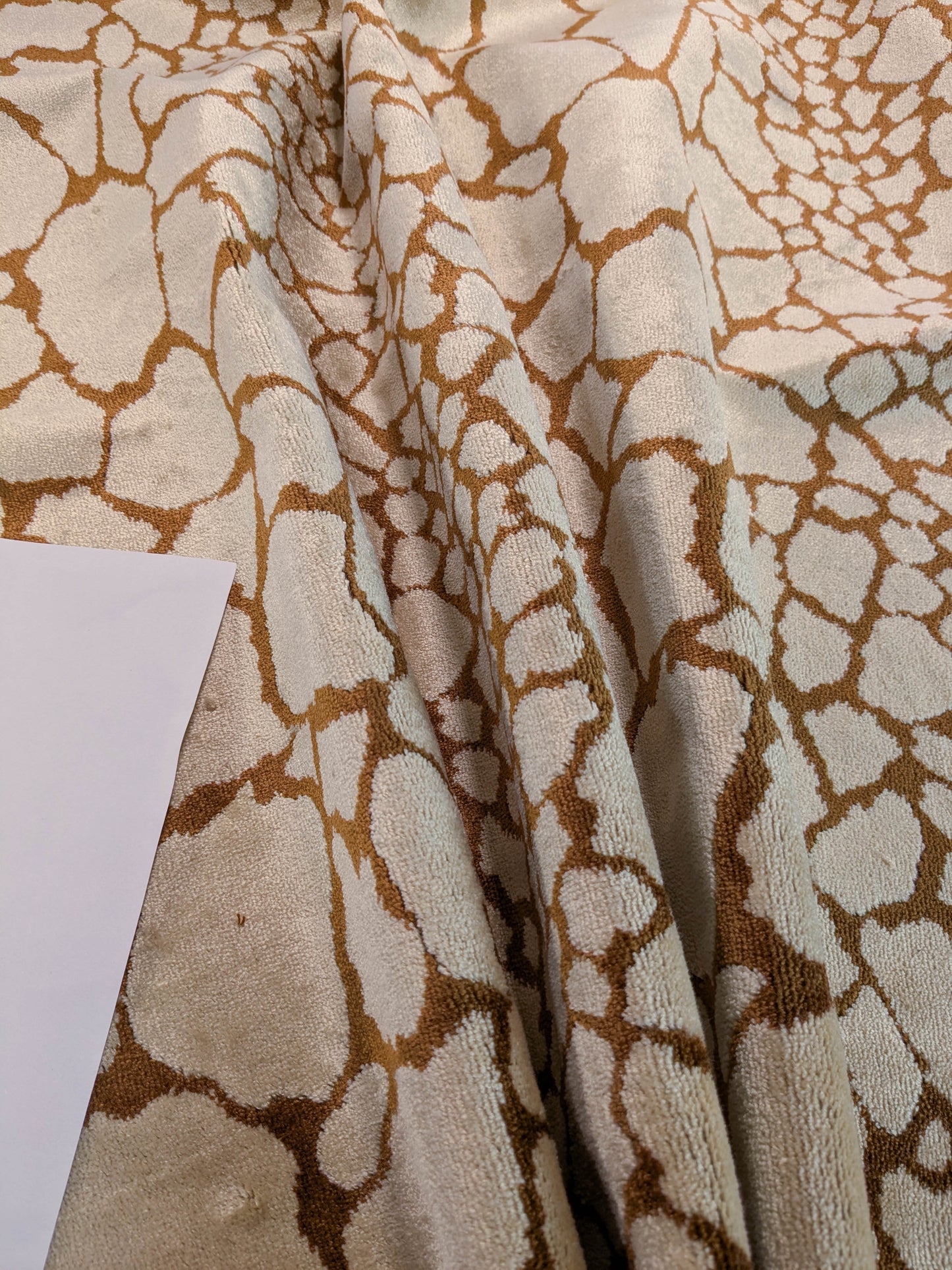 Tanzania Leopard Skin Velvet Cream Light Brown- By The Yard - MSRP USD365/y