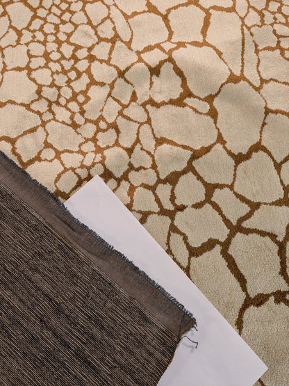 Tanzania Leopard Skin Velvet Cream Light Brown- By The Yard - MSRP USD365/y