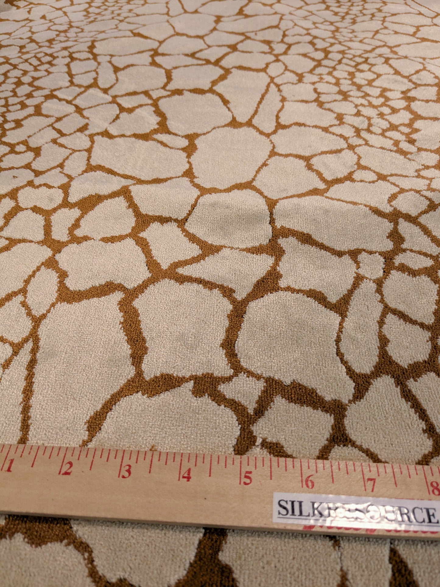 Tanzania Leopard Skin Velvet Cream Light Brown- By The Yard - MSRP USD365/y