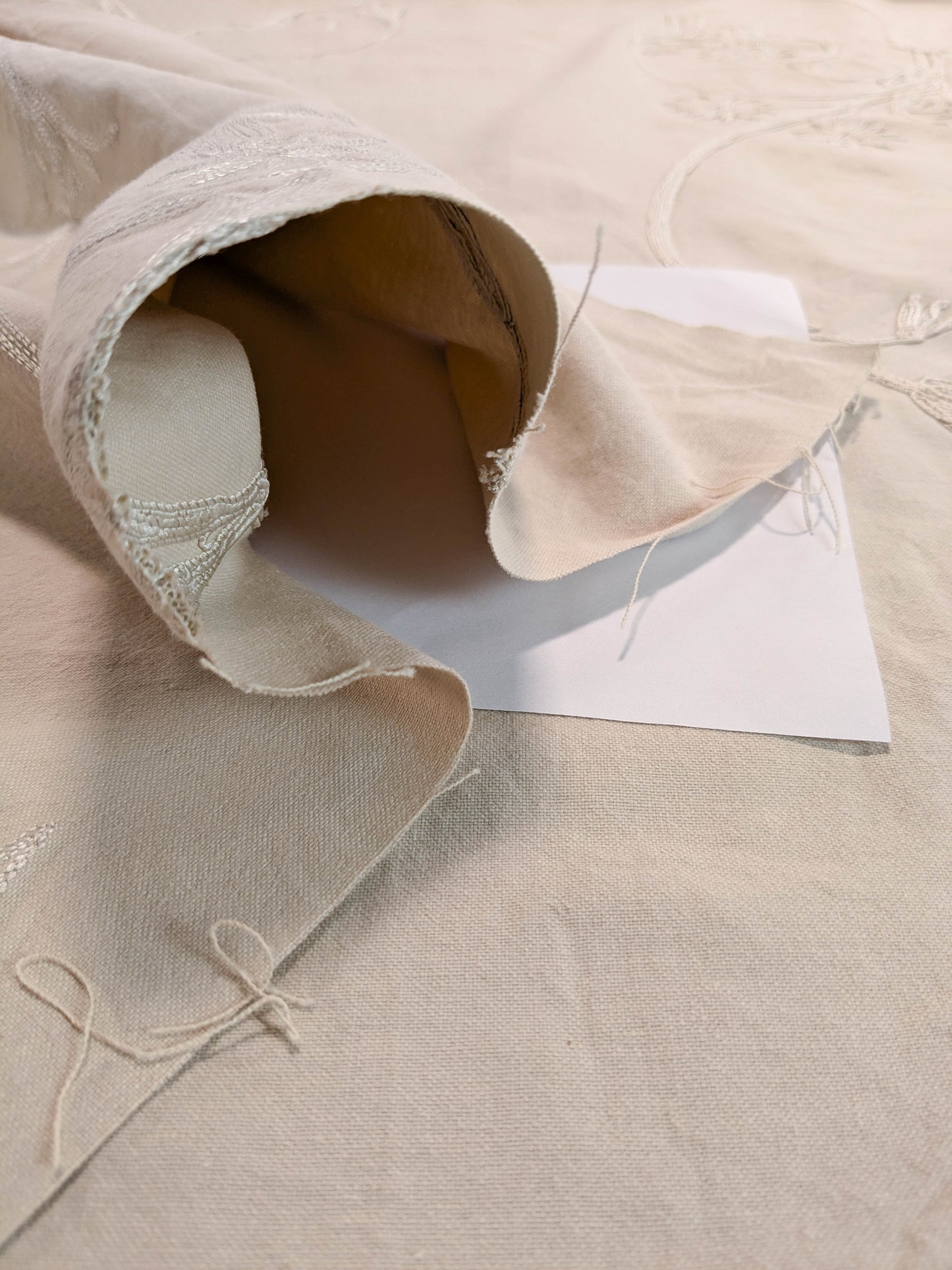 Melody Embroidery Crewel on Cotton in Natural Romantic Vine- By The Yard - MSRP USD328/y