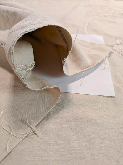 Melody Embroidery Crewel on Cotton in Natural Romantic Vine- By The Yard - MSRP USD328/y