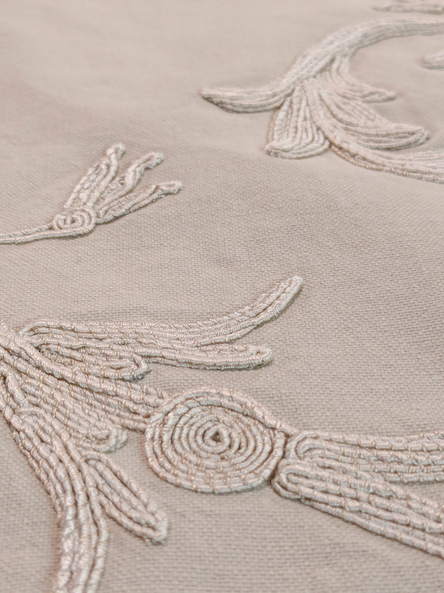 Melody Embroidery Crewel on Cotton in Natural Romantic Vine- By The Yard - MSRP USD328/y