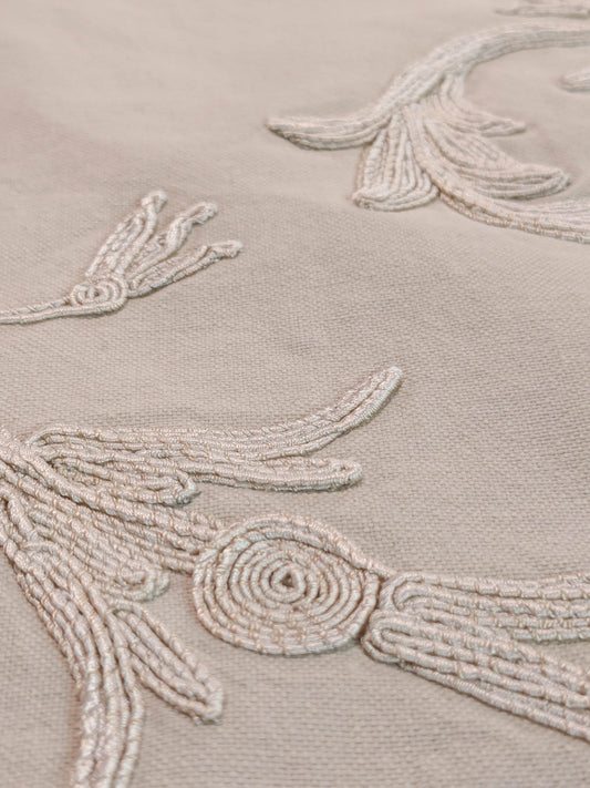 Melody Embroidery Crewel on Cotton in Natural Romantic Vine- By The Yard - MSRP USD328/y