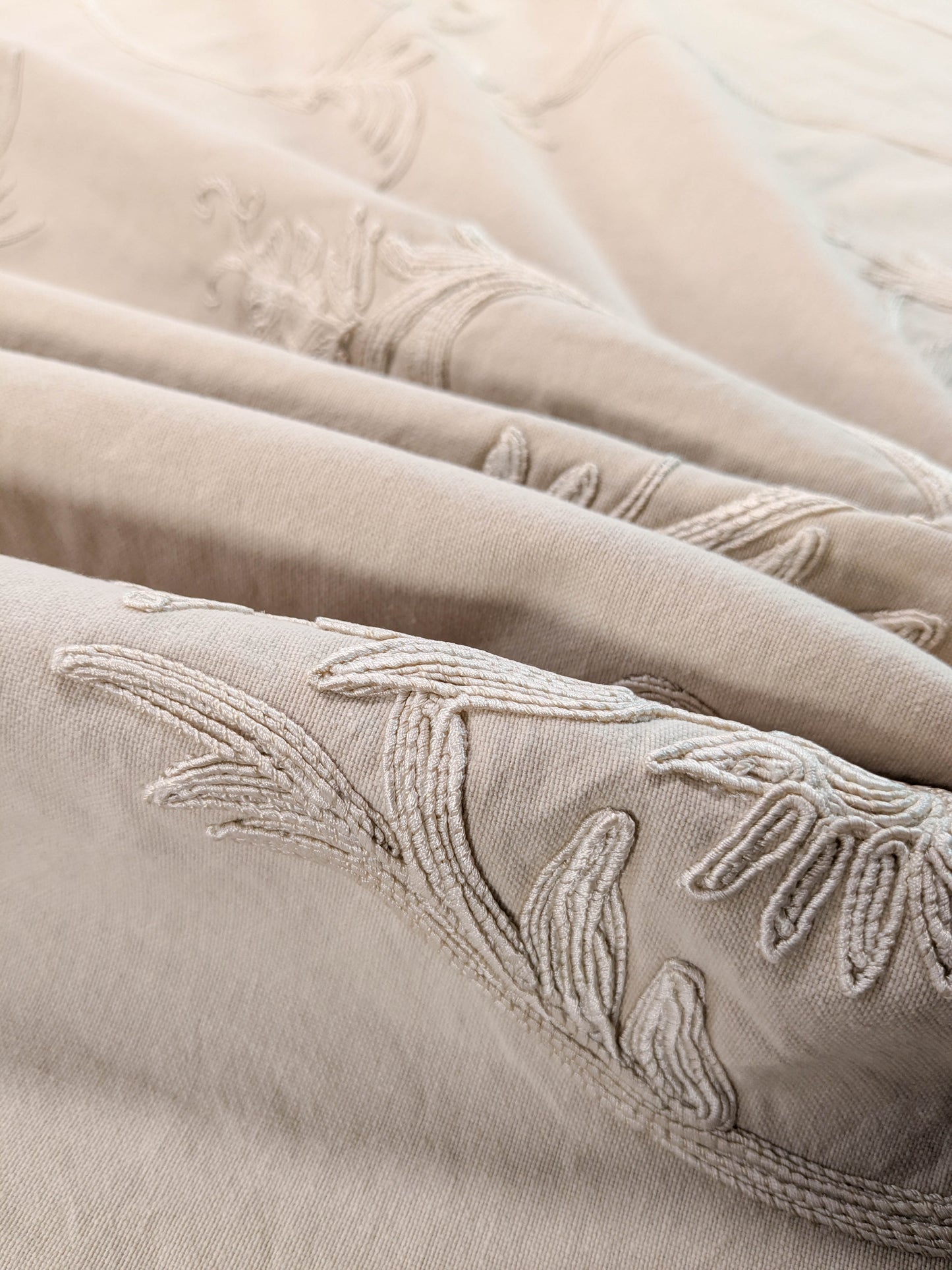 Melody Embroidery Crewel on Cotton in Natural Romantic Vine- By The Yard - MSRP USD328/y