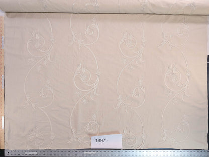 Melody Embroidery Crewel on Cotton in Natural Romantic Vine- By The Yard - MSRP USD328/y