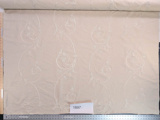 Melody Embroidery Crewel on Cotton in Natural Romantic Vine- By The Yard - MSRP USD328/y