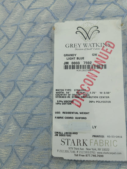 Scalamandre Grandy Light Blue Jacquard Texture Geometric Abstract Blue White -1.2 yards- MSRP USD280/y