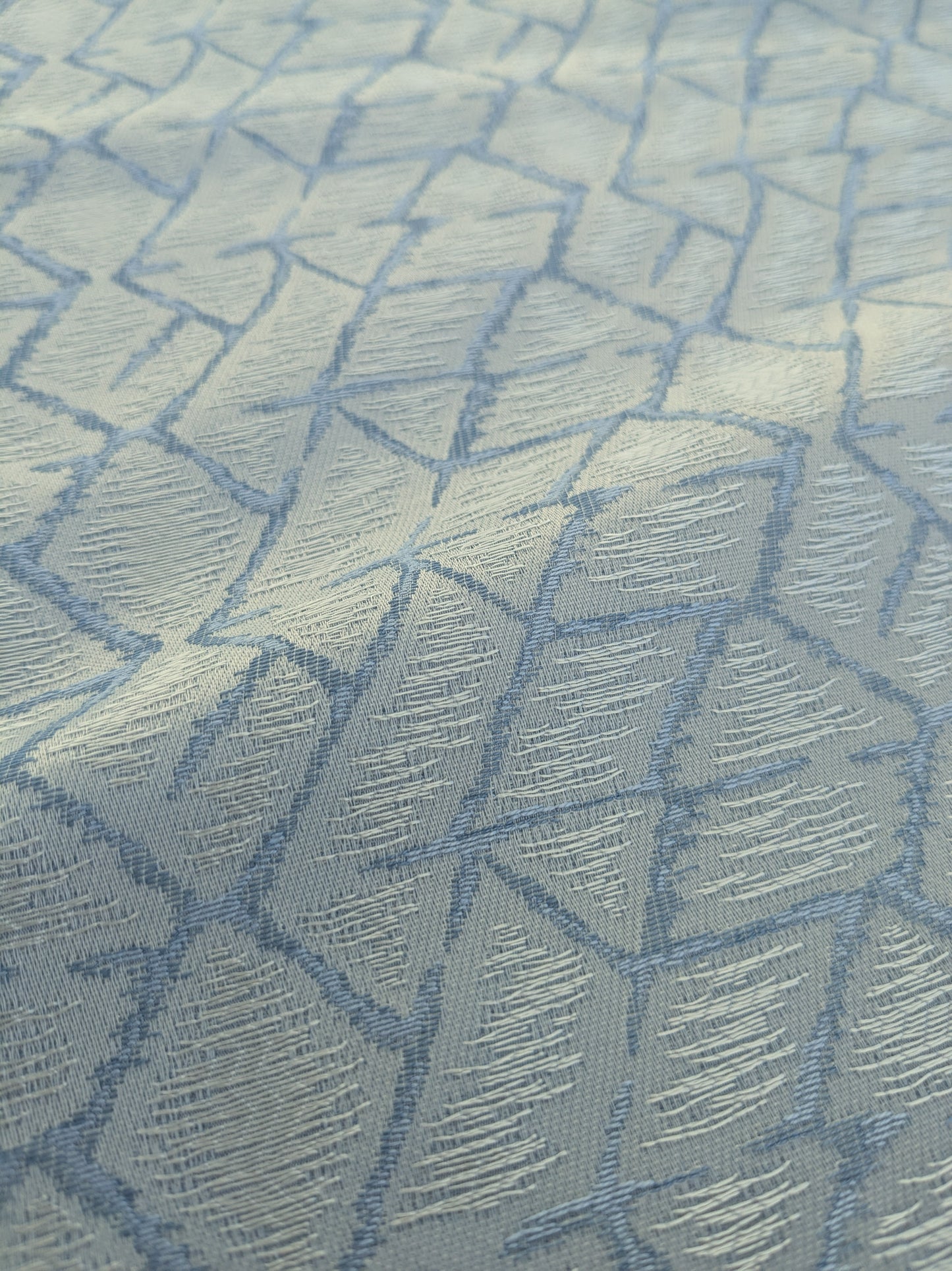 Scalamandre Grandy Light Blue Jacquard Texture Geometric Abstract Blue White -1.2 yards- MSRP USD280/y