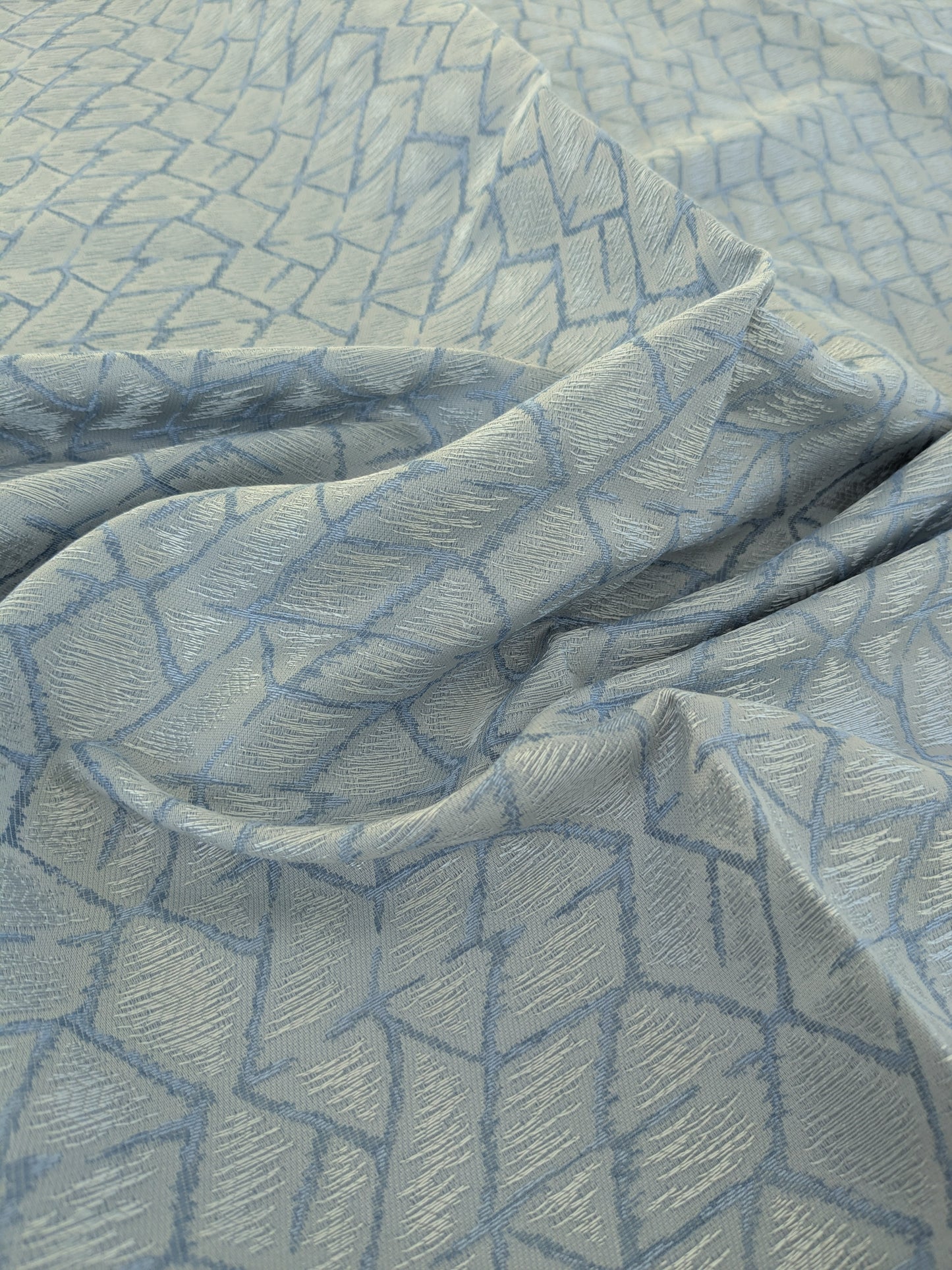 Scalamandre Grandy Light Blue Jacquard Texture Geometric Abstract Blue White -1.2 yards- MSRP USD280/y
