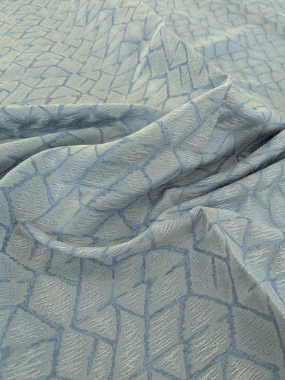 Scalamandre Grandy Light Blue Jacquard Texture Geometric Abstract Blue White -1.2 yards- MSRP USD280/y