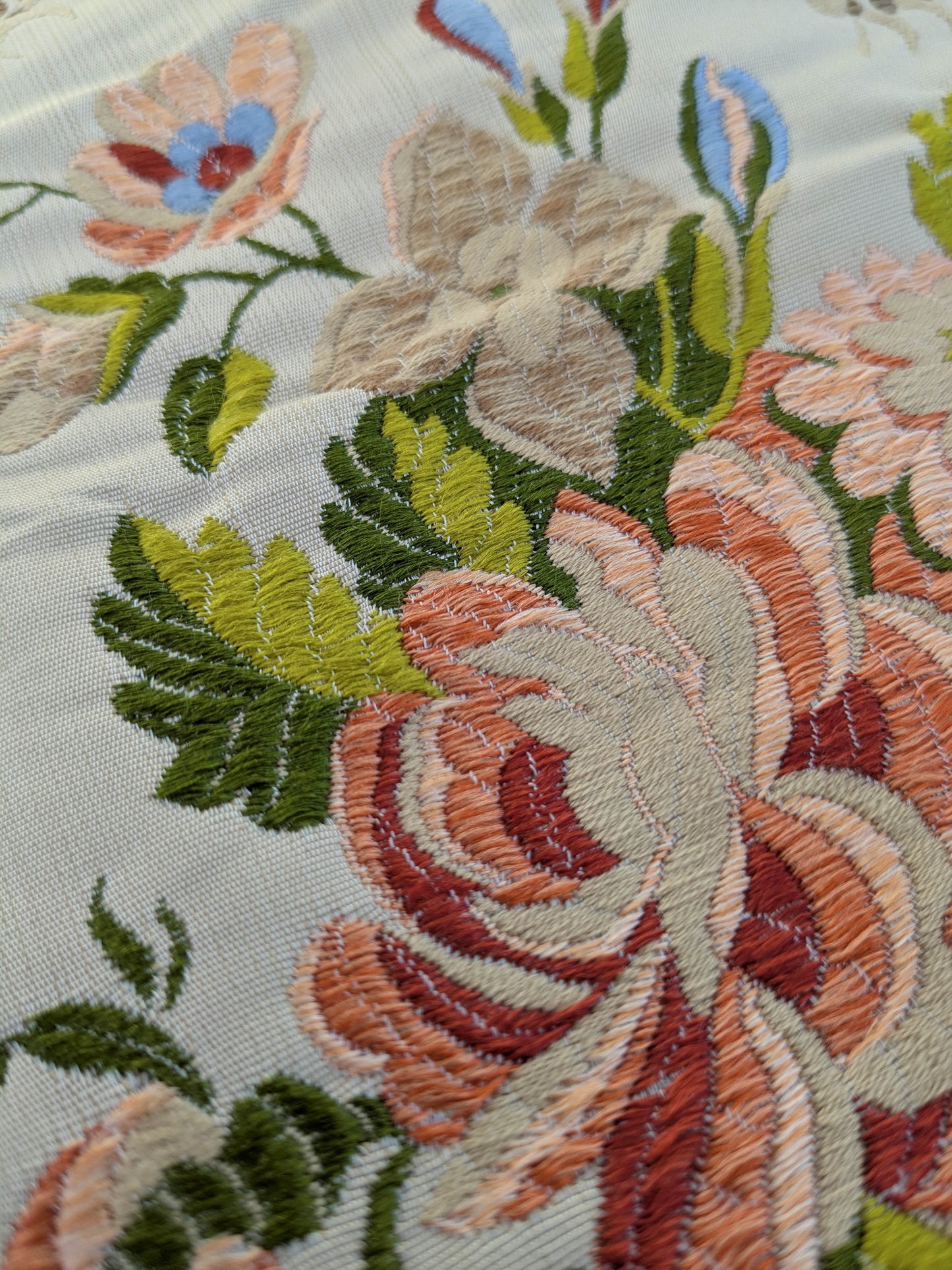 25" x 27" Scalamandre Plumes Silk Velvet Red White Silk Botanical Foliage