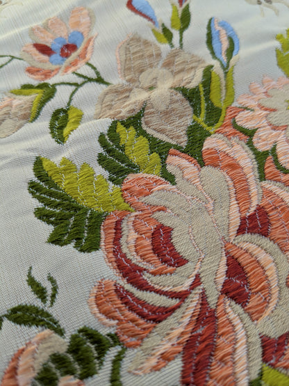 25" x 27" Scalamandre Plumes Silk Velvet Red White Silk Botanical Foliage