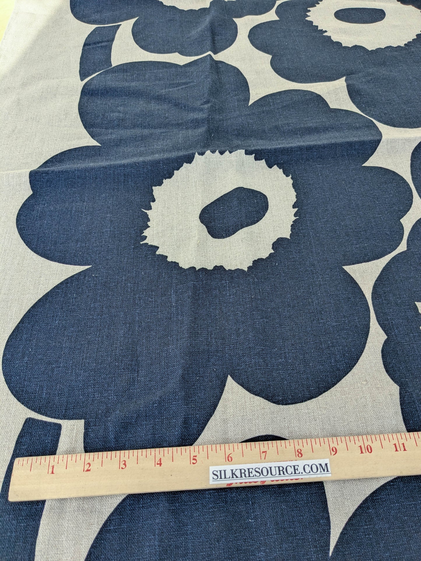 Scalamandre MARIMEKKO Unikko Linen Print Navy Linen Floral Botanical Print - Navy Blue -  2.4 yards