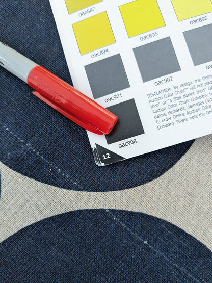 Scalamandre MARIMEKKO Unikko Linen Print Navy Linen Floral Botanical Print - Navy Blue -  2.4 yards
