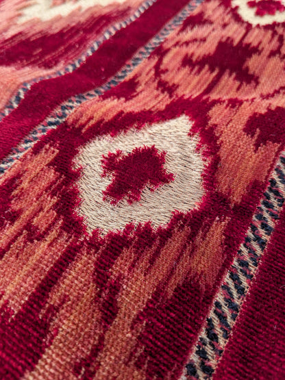 Scalamandre Kailash Rosso Red Ikat Stripe Chevron Silk Velvet  - 2.4 yards