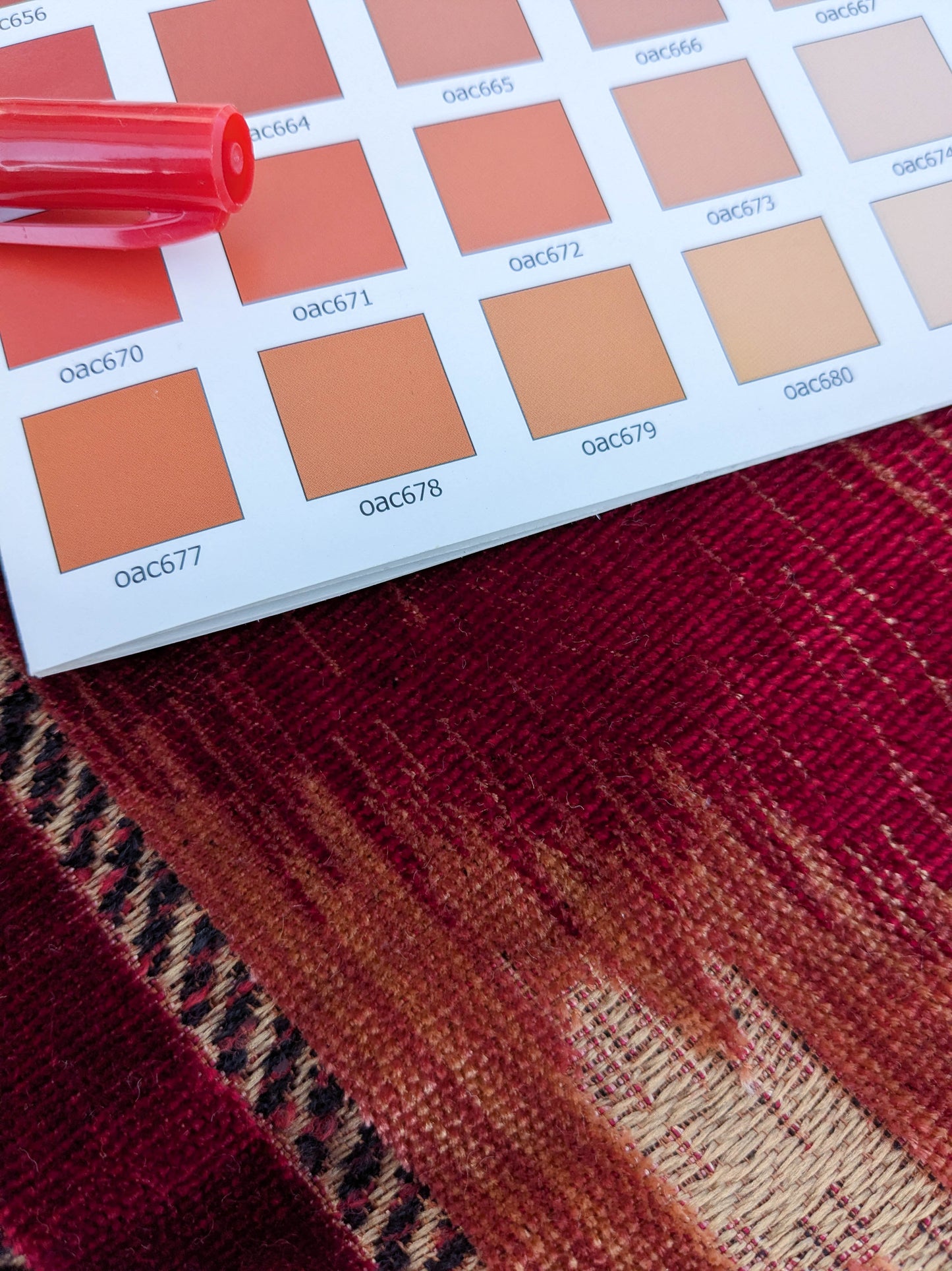 Scalamandre Kailash Rosso Red Ikat Stripe Chevron Silk Velvet  - 2.4 yards