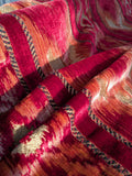 Scalamandre Kailash Rosso Red Ikat Stripe Chevron Silk Velvet  - 2.4 yards