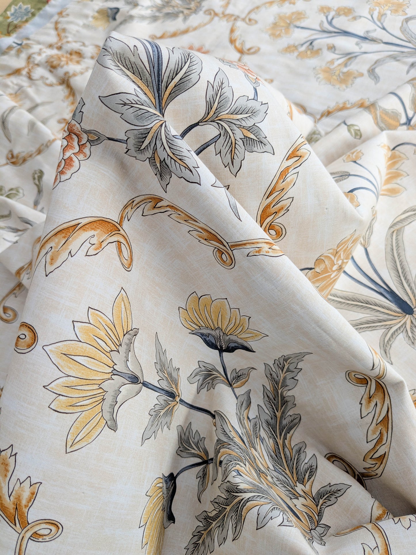 1.2 yards Scalamandre Pashmina Vanilla Floral Lattice Cream Gold Pink Green Arabisque Cotton Print MSRP USD 358/Y