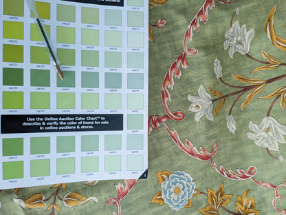 1.3 yards Scalamandre Pashmina Fern Arabisque Print On Cotton Satin Arabisque Green Red Tan MSRP USD 358/Y