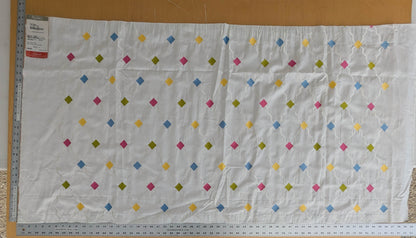 Scalamandre Aldeco Martinique Colorfulness Embroidery Rainbow Small Scale Dots  Cotton-  White Blue Green Pink Yellow - 30"x60"wide