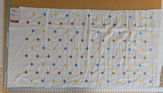 Scalamandre Aldeco Martinique Colorfulness Embroidery Rainbow Small Scale Dots  Cotton-  White Blue Green Pink Yellow - 30"x60"wide