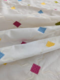 Scalamandre Aldeco Martinique Colorfulness Embroidery Rainbow Small Scale Dots  Cotton-  White Blue Green Pink Yellow - 30"x60"wide