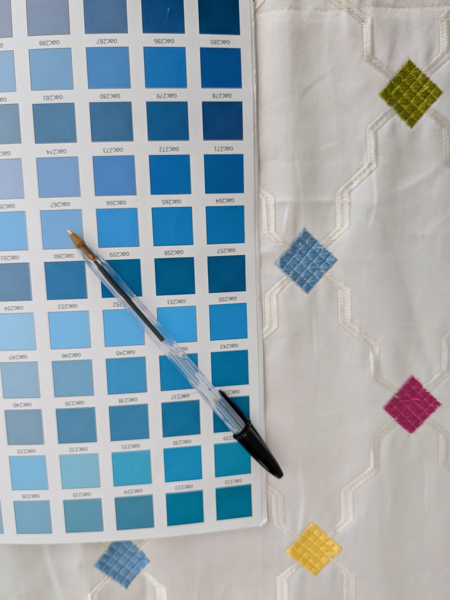 Scalamandre Aldeco Martinique Colorfulness Embroidery Rainbow Small Scale Dots  Cotton-  White Blue Green Pink Yellow - 30"x60"wide