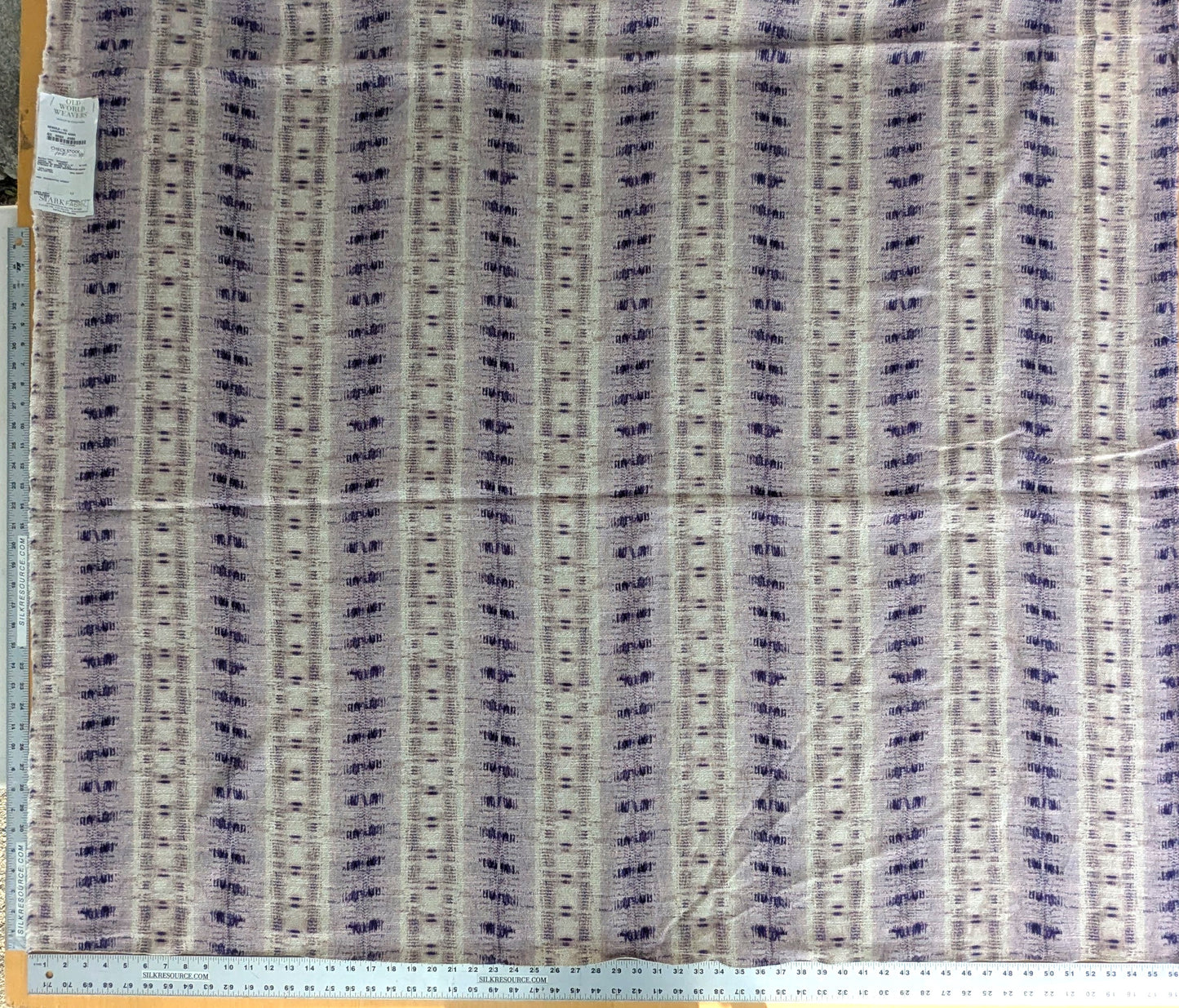 Scalamandre -Gx Indigo Lavender Purple White Woven Abstract Stripe Ikat Linen Viscose -  1.2 yards - MSRP USD364/y