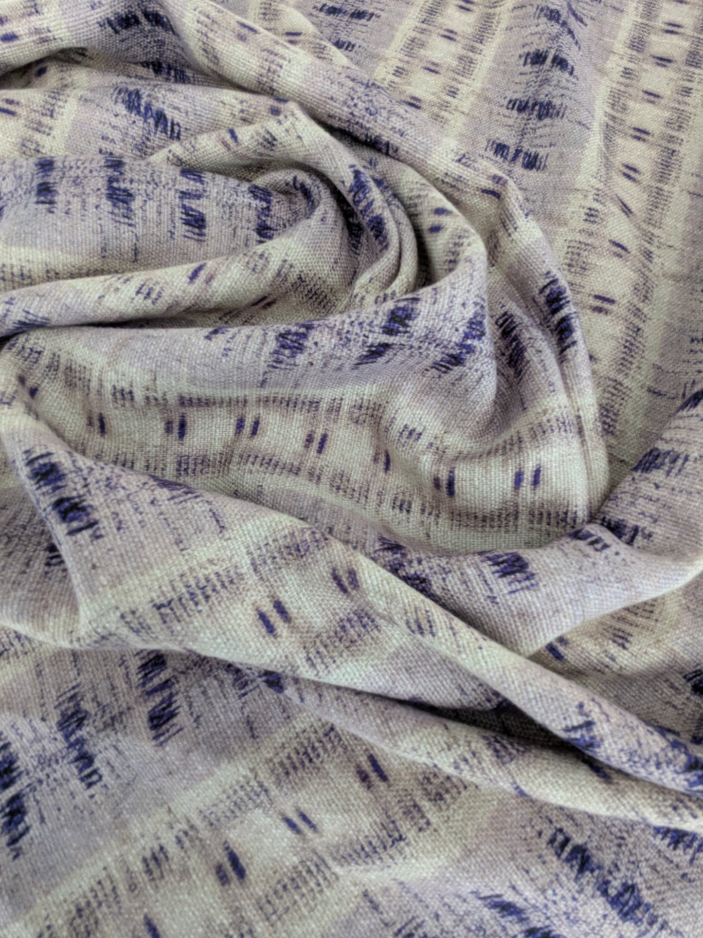 Scalamandre -Gx Indigo Lavender Purple White Woven Abstract Stripe Ikat Linen Viscose -  1.2 yards - MSRP USD364/y