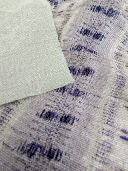 Scalamandre -Gx Indigo Lavender Purple White Woven Abstract Stripe Ikat Linen Viscose -  1.2 yards - MSRP USD364/y