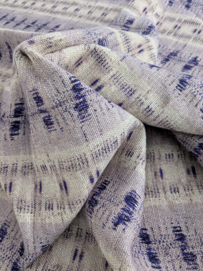 Scalamandre -Gx Indigo Lavender Purple White Woven Abstract Stripe Ikat Linen Viscose -  1.2 yards - MSRP USD364/y