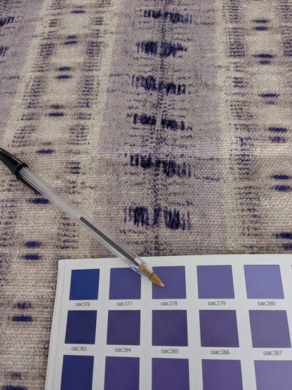 Scalamandre -Gx Indigo Lavender Purple White Woven Abstract Stripe Ikat Linen Viscose -  1.2 yards - MSRP USD364/y