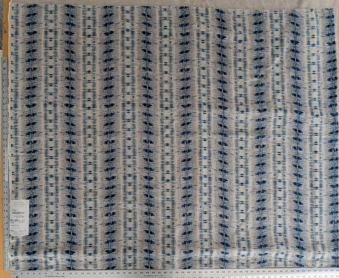 Scalamandre Nebula-Gx Indigo Blue White Woven Abstract Stripe Ikat Linen Viscose -  2.4 yards - MSRP USD364/y