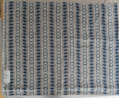 Scalamandre Nebula-Gx Indigo Blue White Woven Abstract Stripe Ikat Linen Viscose -  2.4 yards - MSRP USD364/y