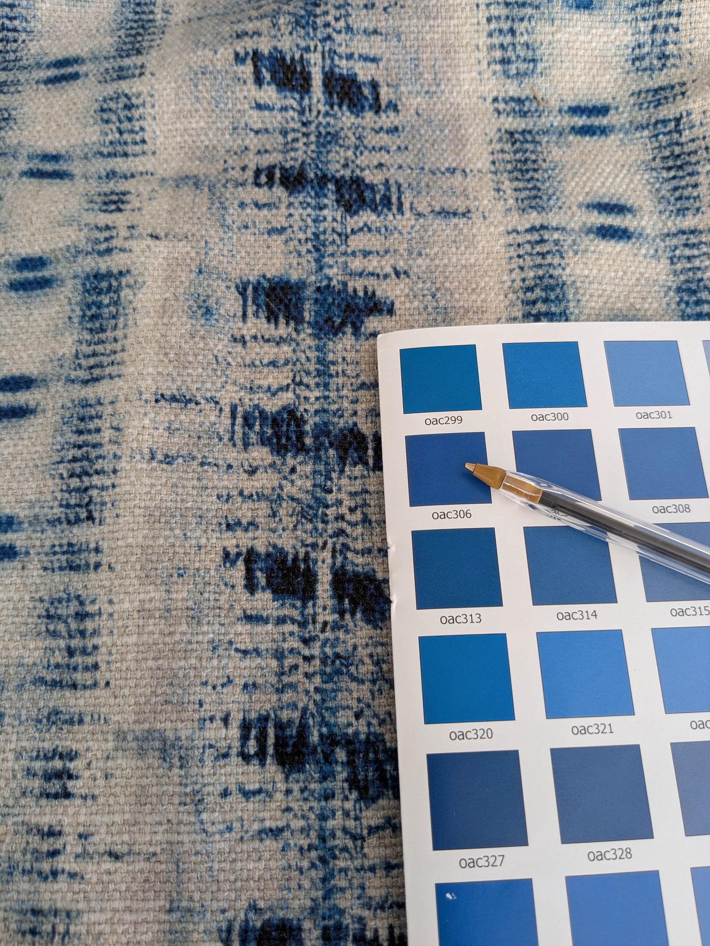 Scalamandre Nebula-Gx Indigo Blue White Woven Abstract Stripe Ikat Linen Viscose -  2.4 yards - MSRP USD364/y