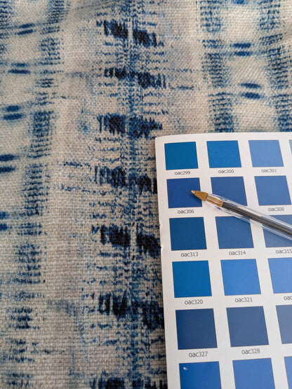 Scalamandre Nebula-Gx Indigo Blue White Woven Abstract Stripe Ikat Linen Viscose -  2.4 yards - MSRP USD364/y