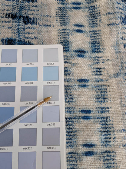 Scalamandre Nebula-Gx Indigo Blue White Woven Abstract Stripe Ikat Linen Viscose -  2.4 yards - MSRP USD364/y