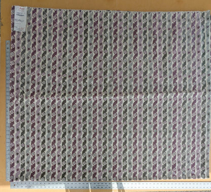 Scalamandre Velours Bergerac Lavande Purple White Gray Stripe Dots Cotton Viscose  -2.4 yards - MSRP USD 660/y