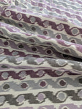 Scalamandre Velours Bergerac Lavande Purple White Gray Stripe Dots Cotton Viscose  -2.4 yards - MSRP USD 660/y