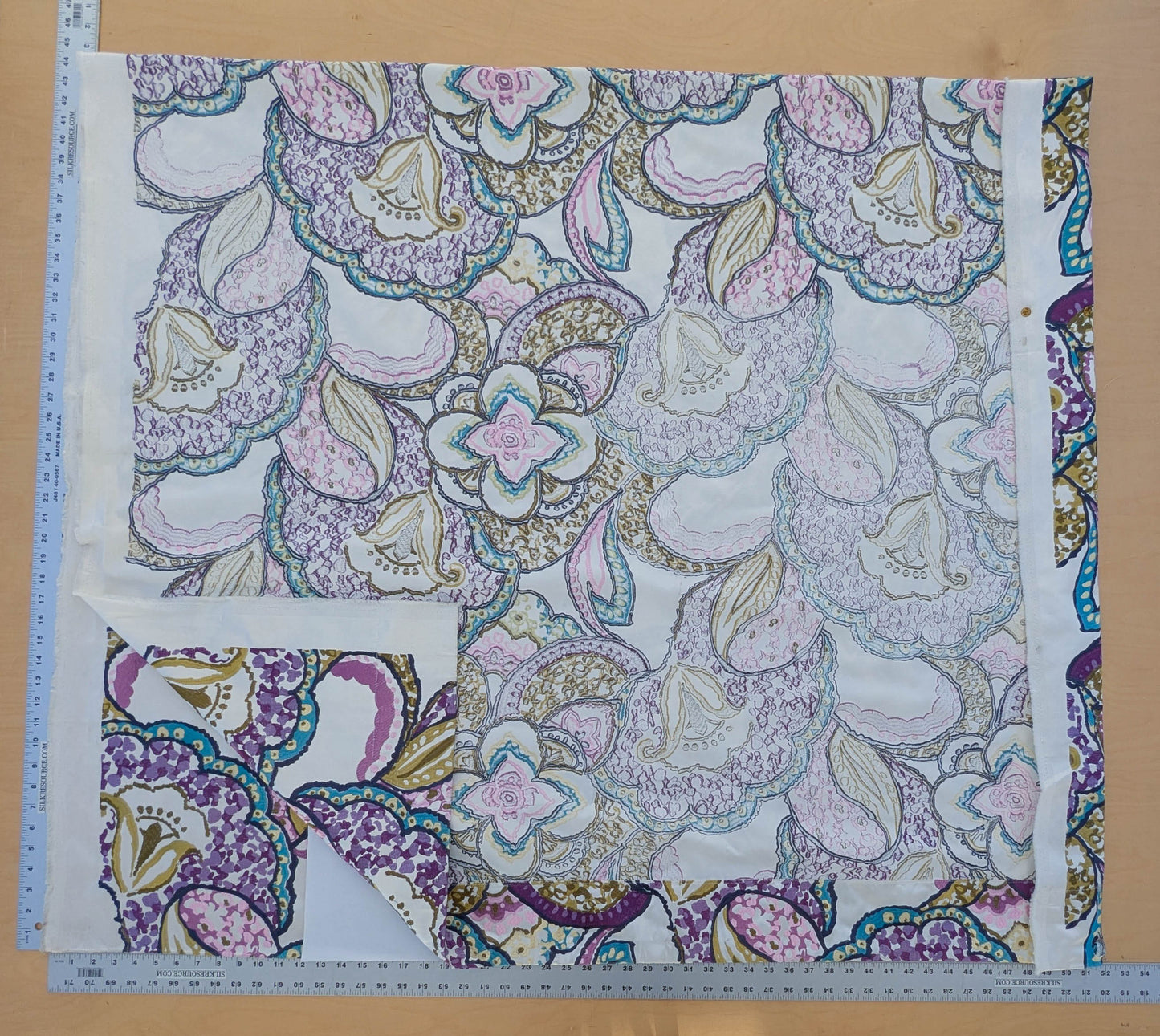 Scalamandre Aldeco Tiffanys Violet Blue Purple Chartreuse Green Cotton Embroidery Floral - 2.4 yards