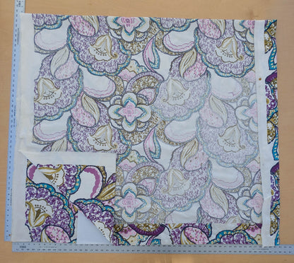 Scalamandre Aldeco Tiffanys Violet Blue Purple Chartreuse Green Cotton Embroidery Floral - 2.4 yards