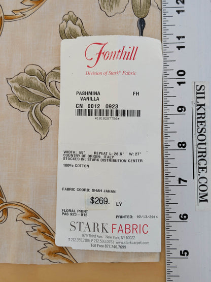 1.2 yards Scalamandre Pashmina Vanilla Floral Lattice Cream Gold Pink Green Arabisque Cotton Print MSRP USD 358/Y