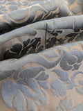 Botticelli Brocade Damask Slate Blue Silk Linen Blend Historical Heavy - By The Yard - MSRP USD 398/y