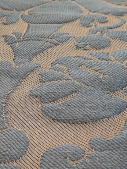 Botticelli Brocade Damask Slate Blue Silk Linen Blend Historical Heavy - By The Yard - MSRP USD 398/y