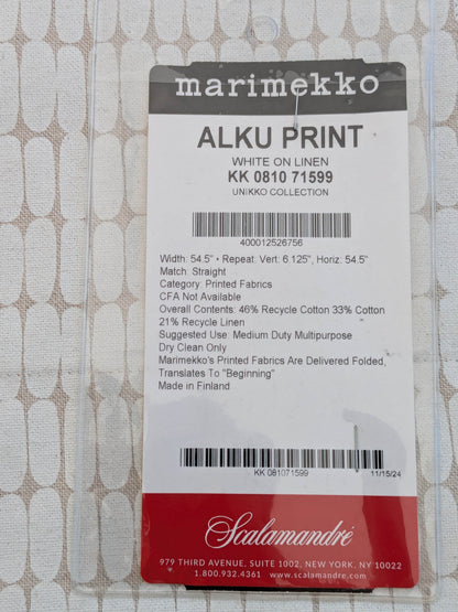 Scalamandre Marimekko Alku Print White on Linen Small Scale - 1.2yards