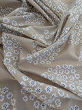 Scalamandre MARIMEKKO Puketti Print Blue and White on Tan Cotton Dot Circle - 1.2 yards