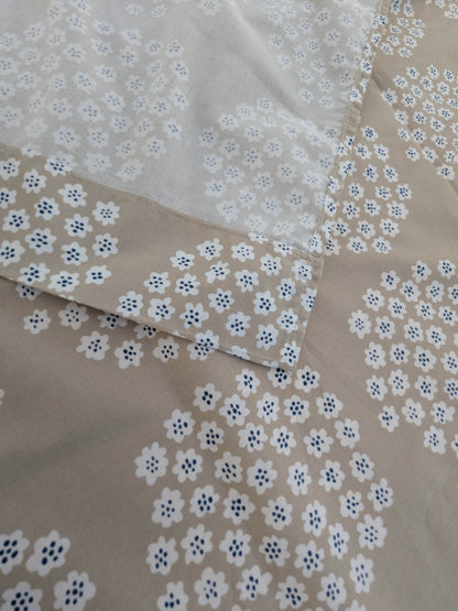Scalamandre MARIMEKKO Puketti Print Blue and White on Tan Cotton Dot Circle - 1.2 yards