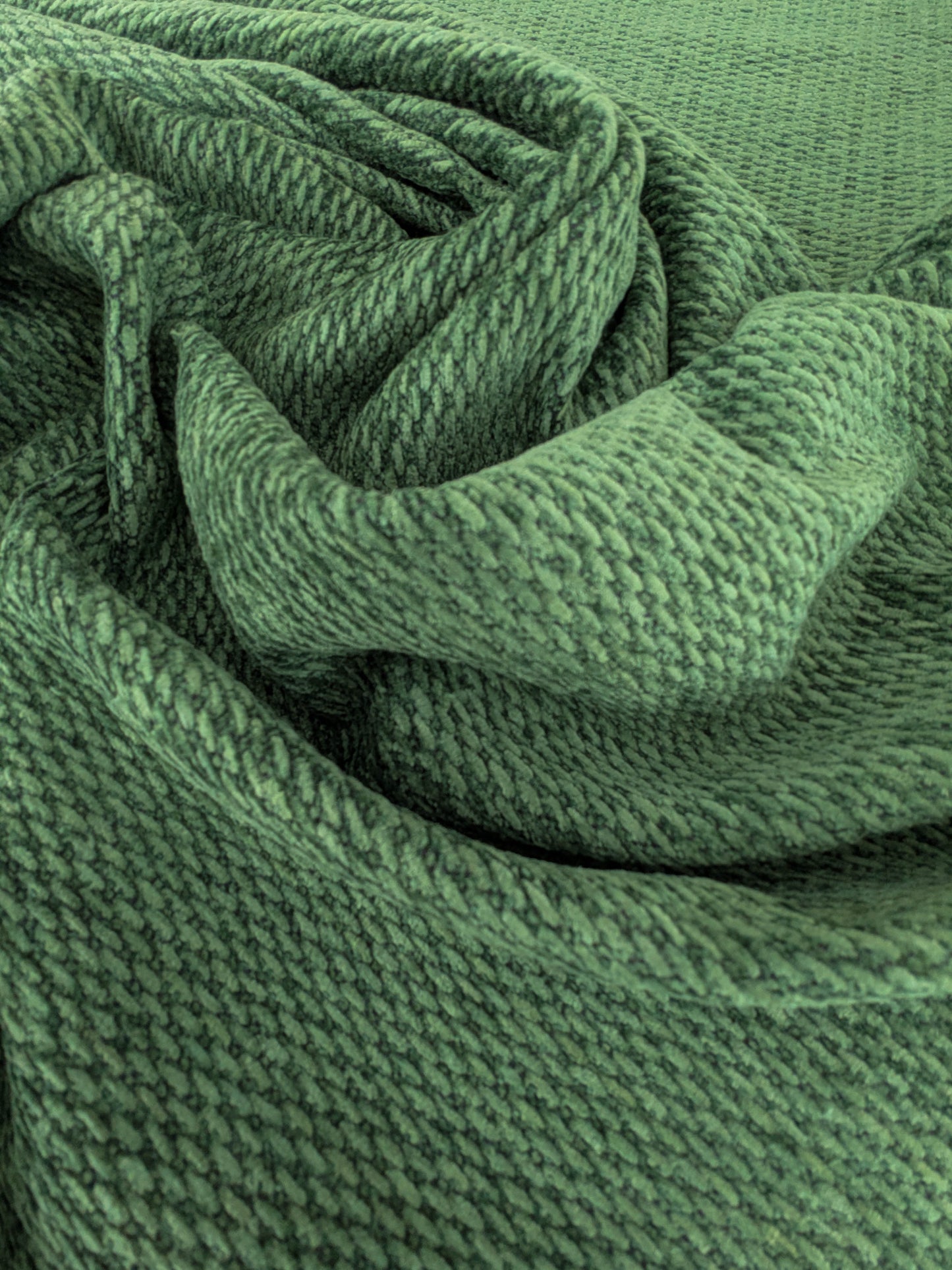 Scalamandre Stanford Chenille Dark Green  Cotton Rayon Heavy  Lush- Made in US- By The Yard